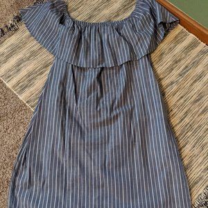 Socialite Striped Chambray Strapless Dress